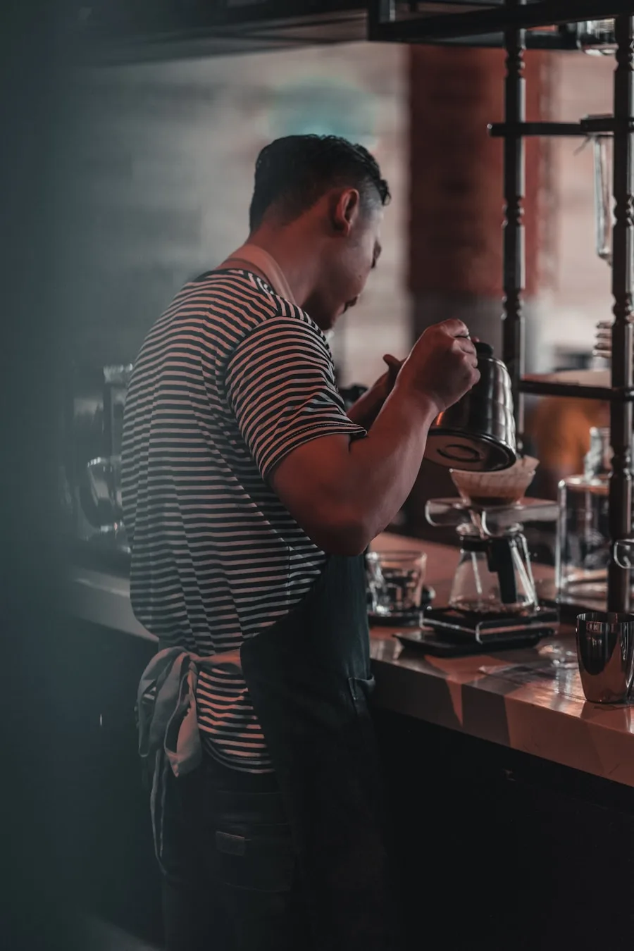 Barista preparing coffee